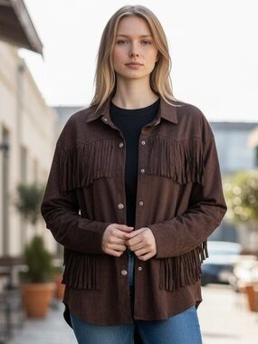 Urban Outfitters Brown Fringe Jacket